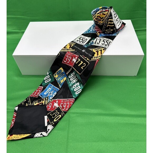 Beverly Hills Polo Club Men's Necktie Tie, US States License Plates 58” - Picture 2 of 4